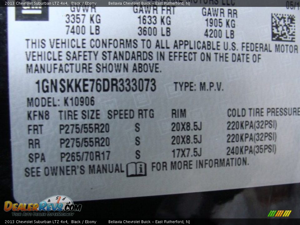 2013 Chevrolet Suburban LTZ 4x4 Black / Ebony Photo #15