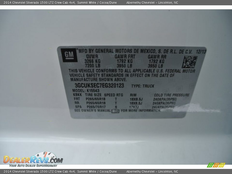 2014 Chevrolet Silverado 1500 LTZ Crew Cab 4x4 Summit White / Cocoa/Dune Photo #7