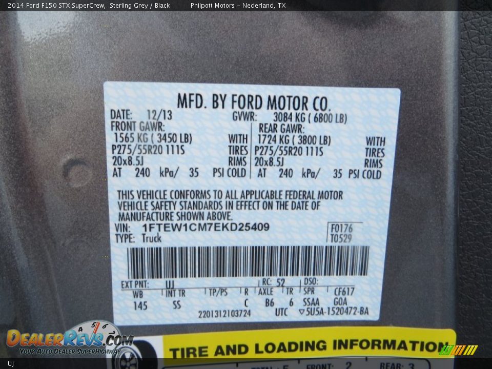 Ford Color Code UJ Sterling Grey