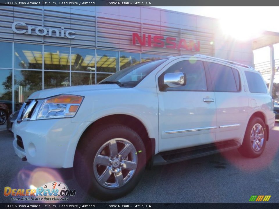 2014 Nissan Armada Platinum Pearl White / Almond Photo #1