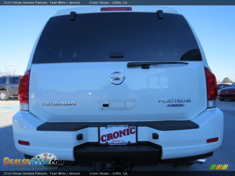 2014 Nissan Armada Platinum Pearl White / Almond Photo #4