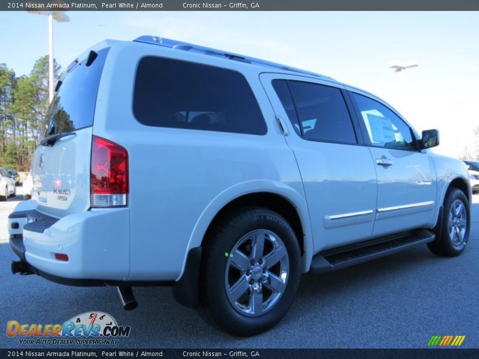 2014 Nissan Armada Platinum Pearl White / Almond Photo #5