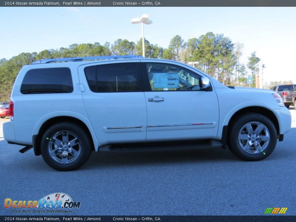 2014 Nissan Armada Platinum Pearl White / Almond Photo #6