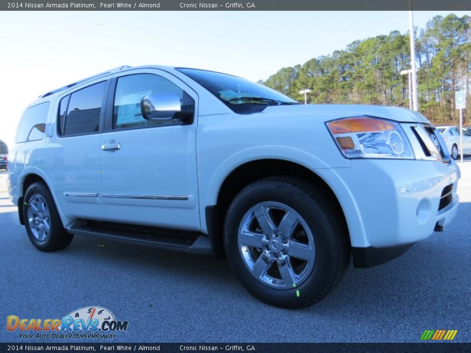 2014 Nissan Armada Platinum Pearl White / Almond Photo #7