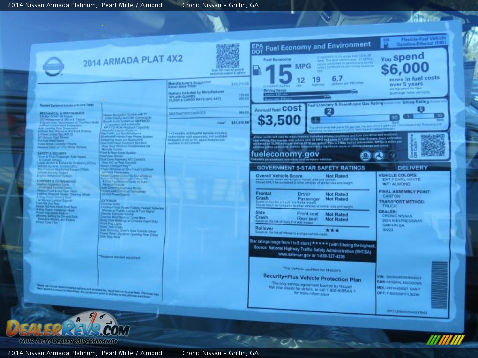2014 Nissan Armada Platinum Window Sticker Photo #14