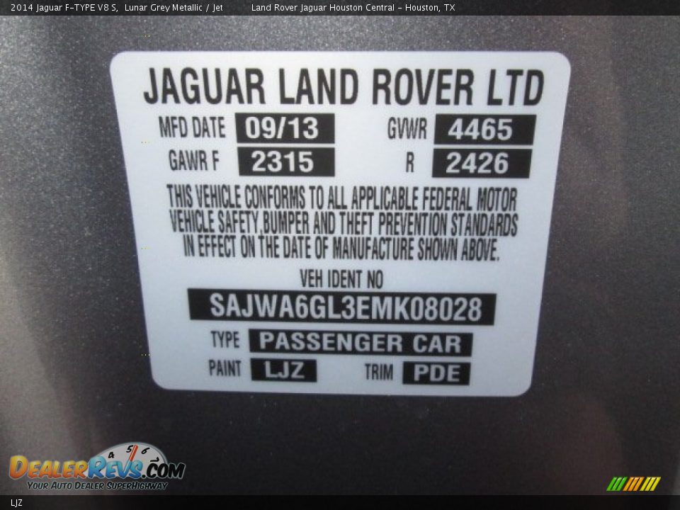 Jaguar Color Code LJZ Lunar Grey Metallic