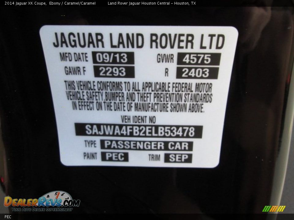 Jaguar Color Code PEC Ebony