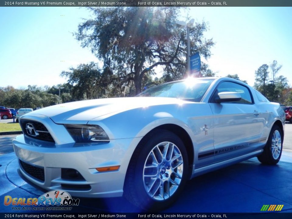 2014 Ford Mustang V6 Premium Coupe Ingot Silver / Medium Stone Photo #1