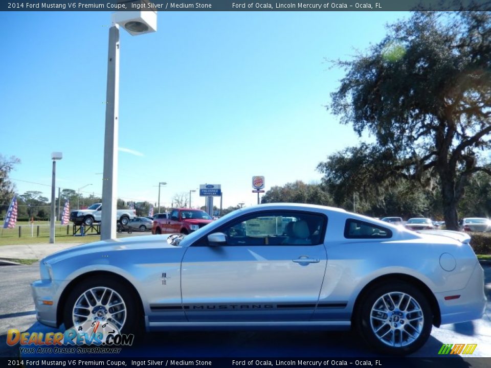 2014 Ford Mustang V6 Premium Coupe Ingot Silver / Medium Stone Photo #2
