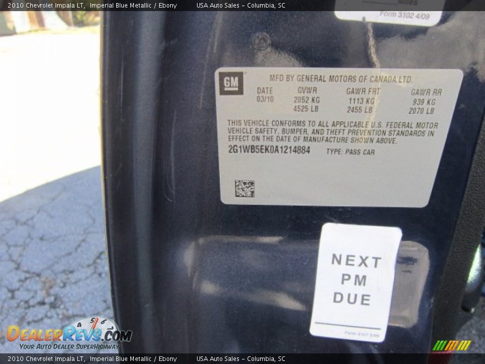2010 Chevrolet Impala LT Imperial Blue Metallic / Ebony Photo #21