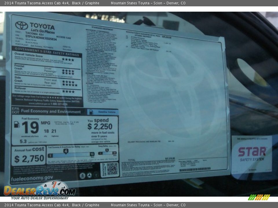 2014 Toyota Tacoma Access Cab 4x4 Black / Graphite Photo #11