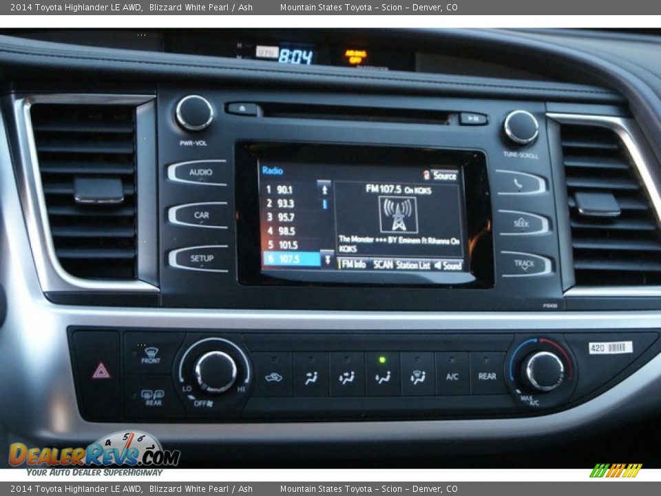 2014 Toyota Highlander LE AWD Blizzard White Pearl / Ash Photo #7