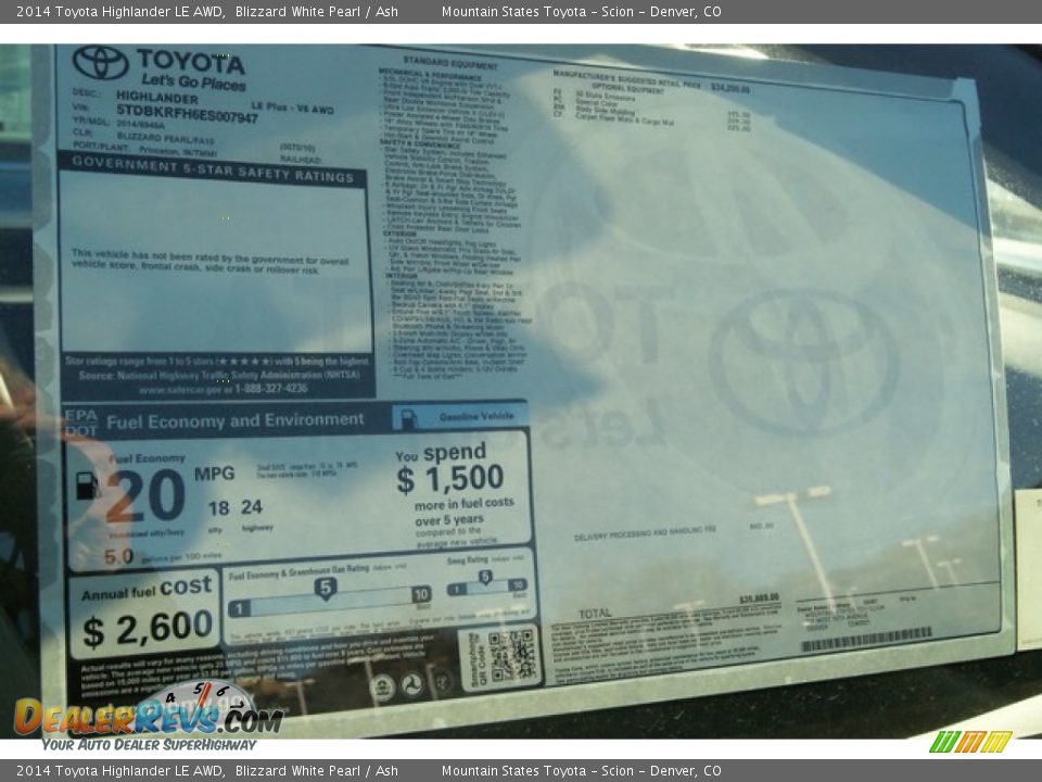 2014 Toyota Highlander LE AWD Blizzard White Pearl / Ash Photo #11