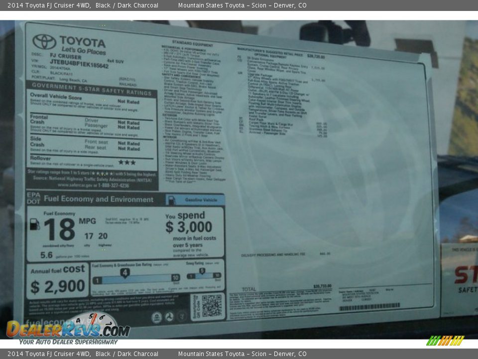 2014 Toyota FJ Cruiser 4WD Black / Dark Charcoal Photo #11