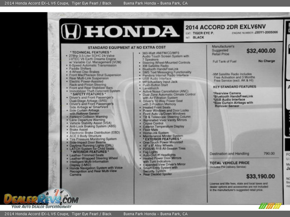 2014 Honda Accord EX-L V6 Coupe Tiger Eye Pearl / Black Photo #23