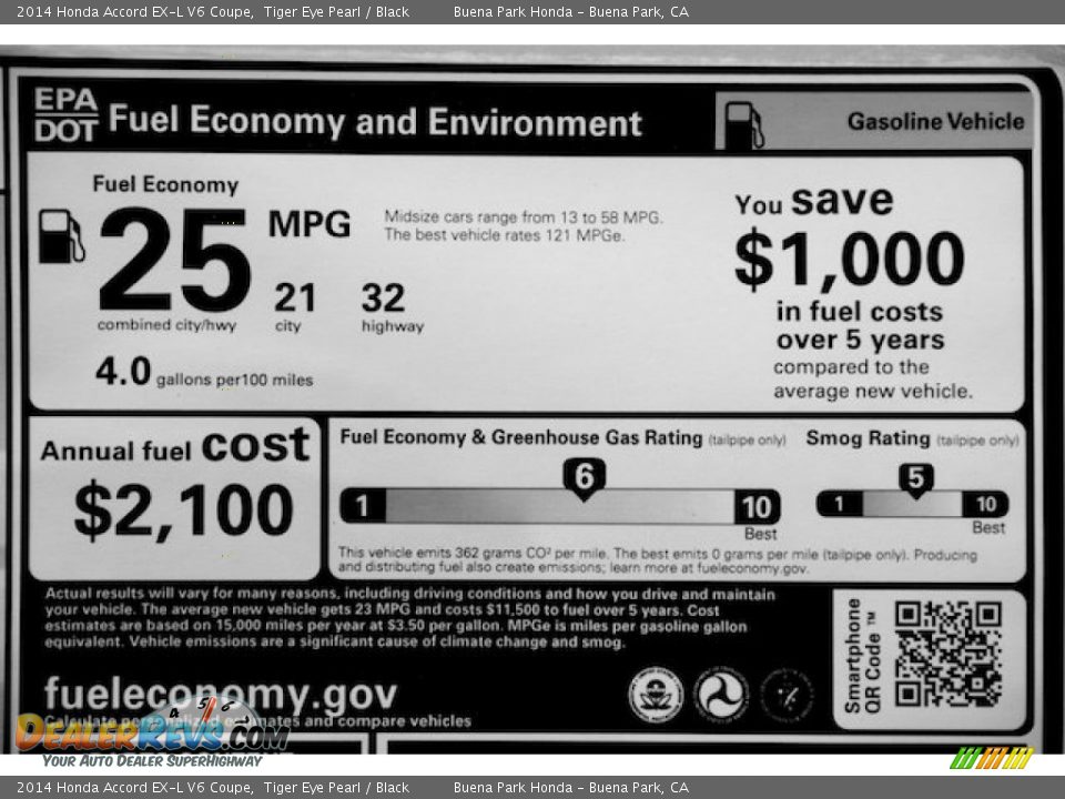 2014 Honda Accord EX-L V6 Coupe Tiger Eye Pearl / Black Photo #24