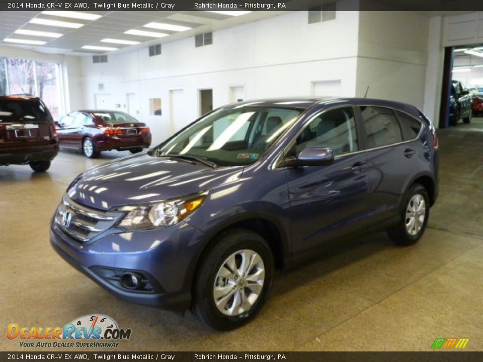 2014 Honda CR-V EX AWD Twilight Blue Metallic / Gray Photo #1