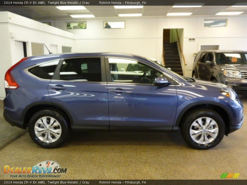 2014 Honda CR-V EX AWD Twilight Blue Metallic / Gray Photo #5
