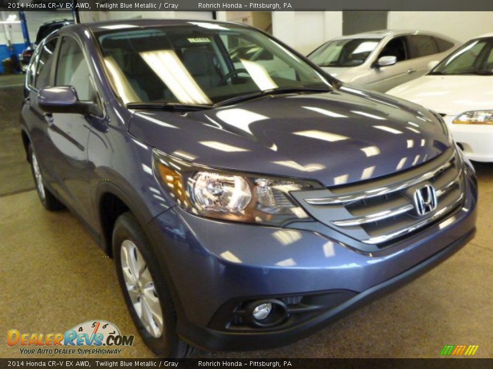 2014 Honda CR-V EX AWD Twilight Blue Metallic / Gray Photo #8