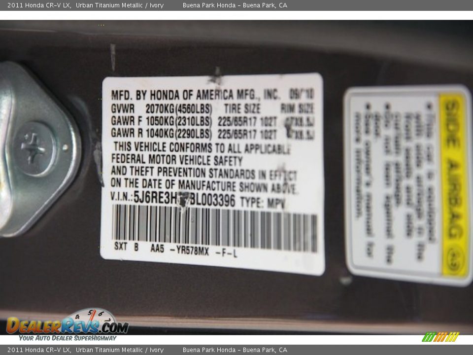 2011 Honda CR-V LX Urban Titanium Metallic / Ivory Photo #33