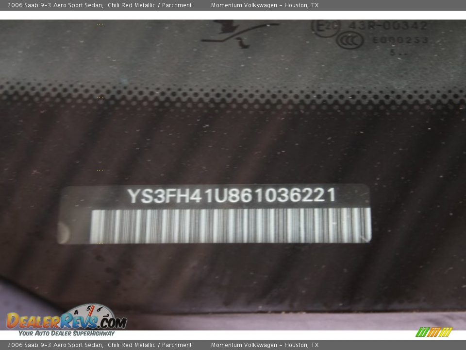 2006 Saab 9-3 Aero Sport Sedan Chili Red Metallic / Parchment Photo #34
