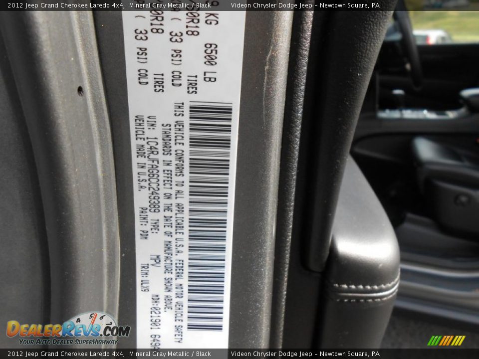 2012 Jeep Grand Cherokee Laredo 4x4 Mineral Gray Metallic / Black Photo #26