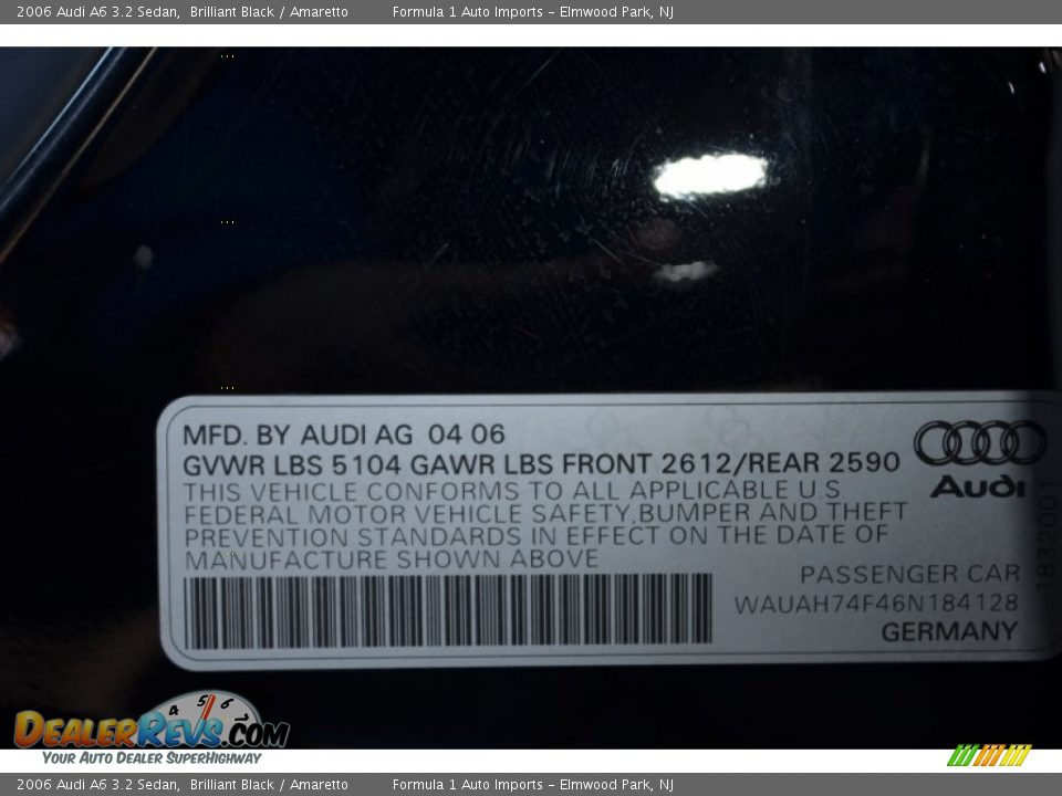 2006 Audi A6 3.2 Sedan Brilliant Black / Amaretto Photo #23