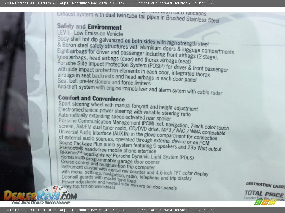 2014 Porsche 911 Carrera 4S Coupe Window Sticker Photo #28