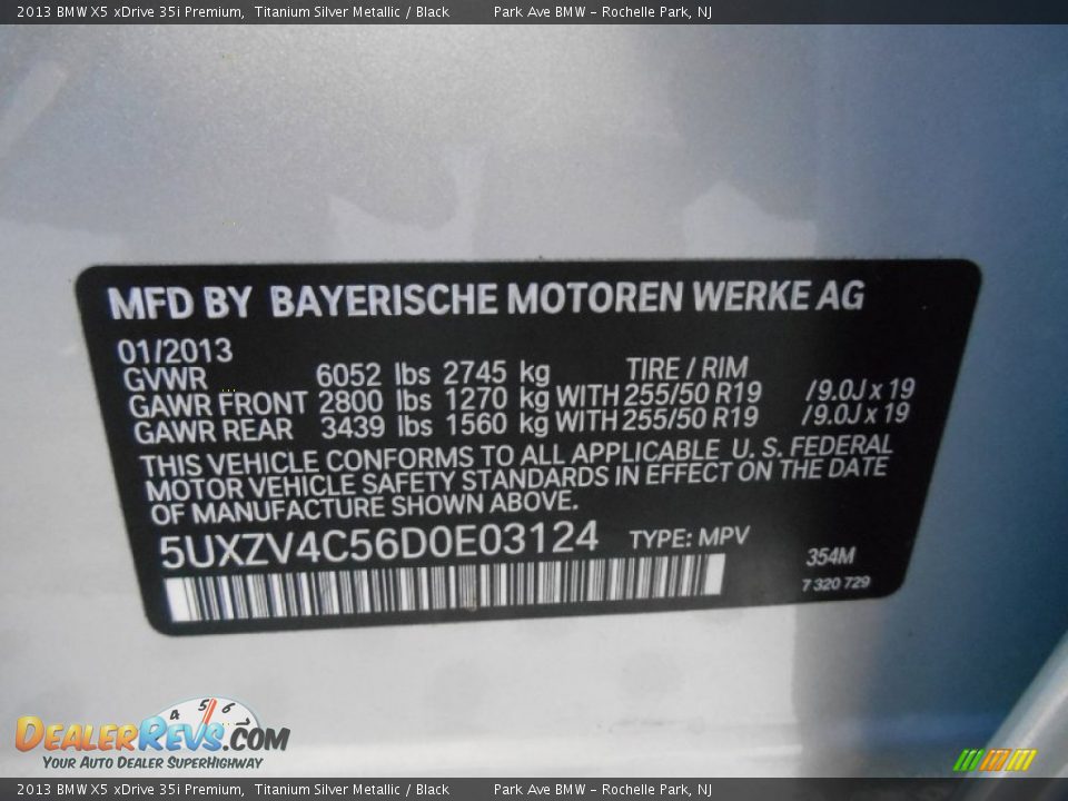 2013 BMW X5 xDrive 35i Premium Titanium Silver Metallic / Black Photo #33