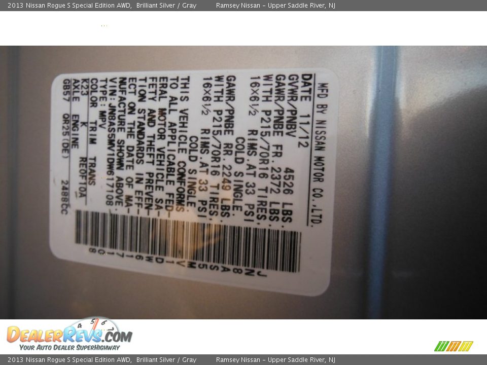 2013 Nissan Rogue S Special Edition AWD Brilliant Silver / Gray Photo #25