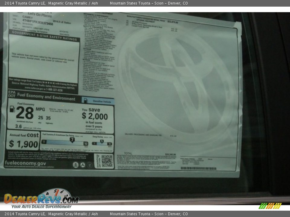 2014 Toyota Camry LE Magnetic Gray Metallic / Ash Photo #10