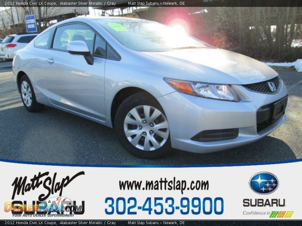 2012 Honda Civic LX Coupe Alabaster Silver Metallic / Gray Photo #1