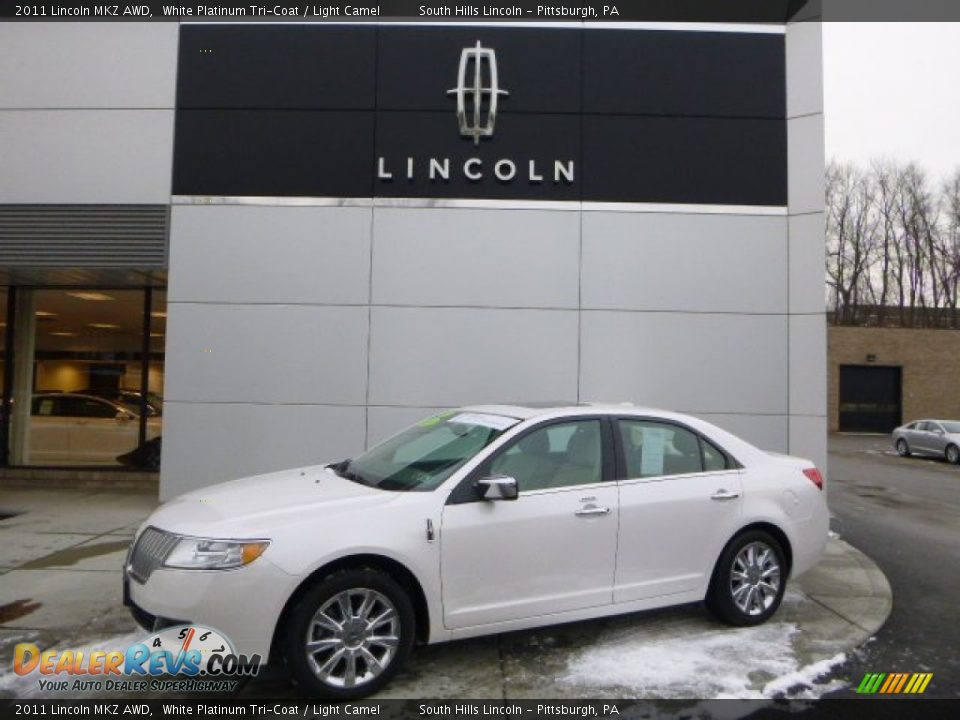 2011 Lincoln MKZ AWD White Platinum Tri-Coat / Light Camel Photo #1