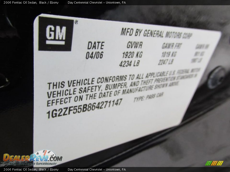 2006 Pontiac G6 Sedan Black / Ebony Photo #19