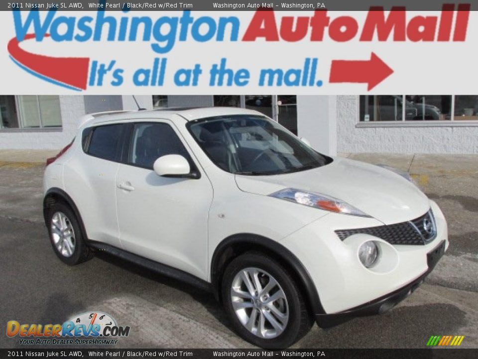 2011 Nissan Juke SL AWD White Pearl / Black/Red w/Red Trim Photo #1
