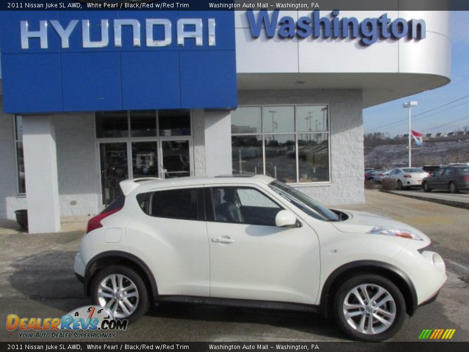 2011 Nissan Juke SL AWD White Pearl / Black/Red w/Red Trim Photo #2
