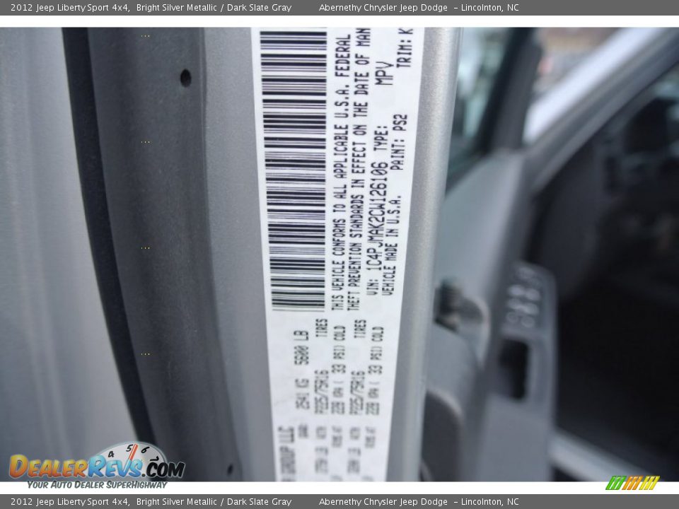 2012 Jeep Liberty Sport 4x4 Bright Silver Metallic / Dark Slate Gray Photo #7
