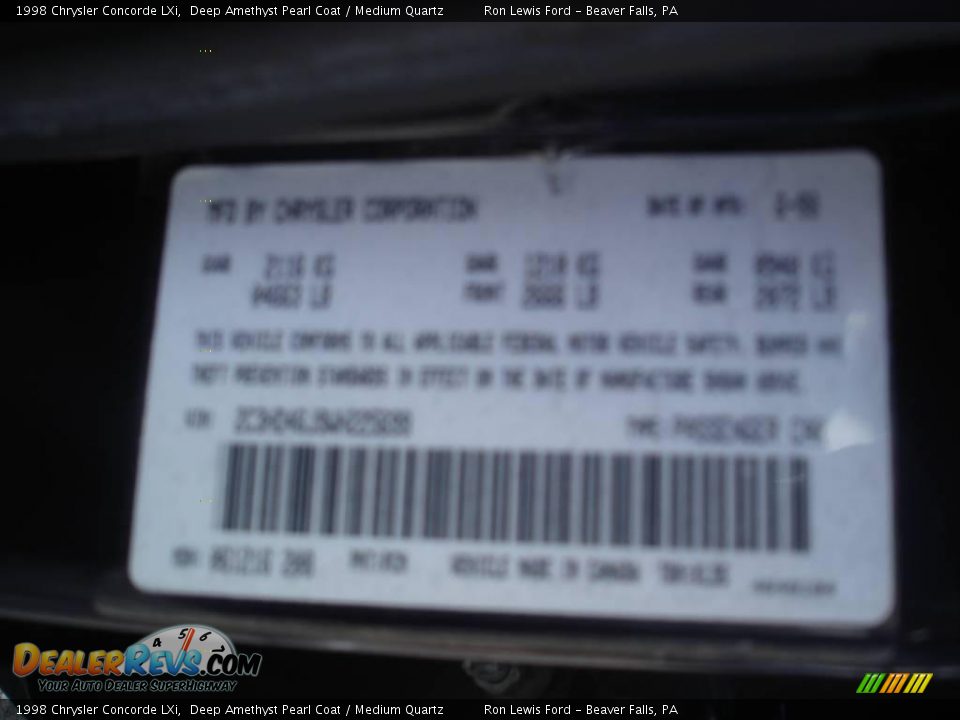 1998 Chrysler Concorde LXi Deep Amethyst Pearl Coat / Medium Quartz Photo #9