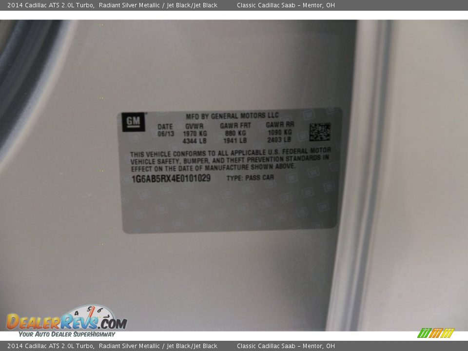 2014 Cadillac ATS 2.0L Turbo Radiant Silver Metallic / Jet Black/Jet Black Photo #22