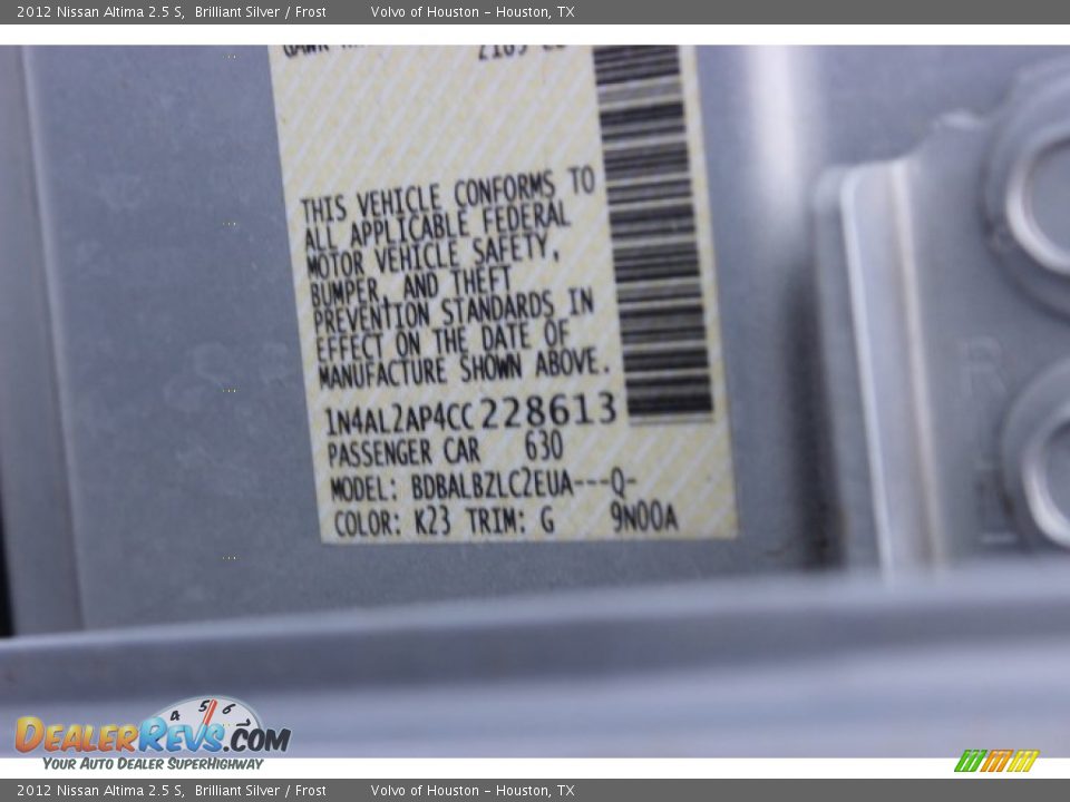 2012 Nissan Altima 2.5 S Brilliant Silver / Frost Photo #27