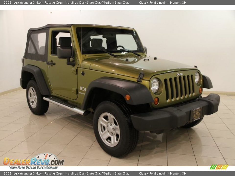2008 Jeep Wrangler X 4x4 Rescue Green Metallic / Dark Slate Gray/Medium Slate Gray Photo #1