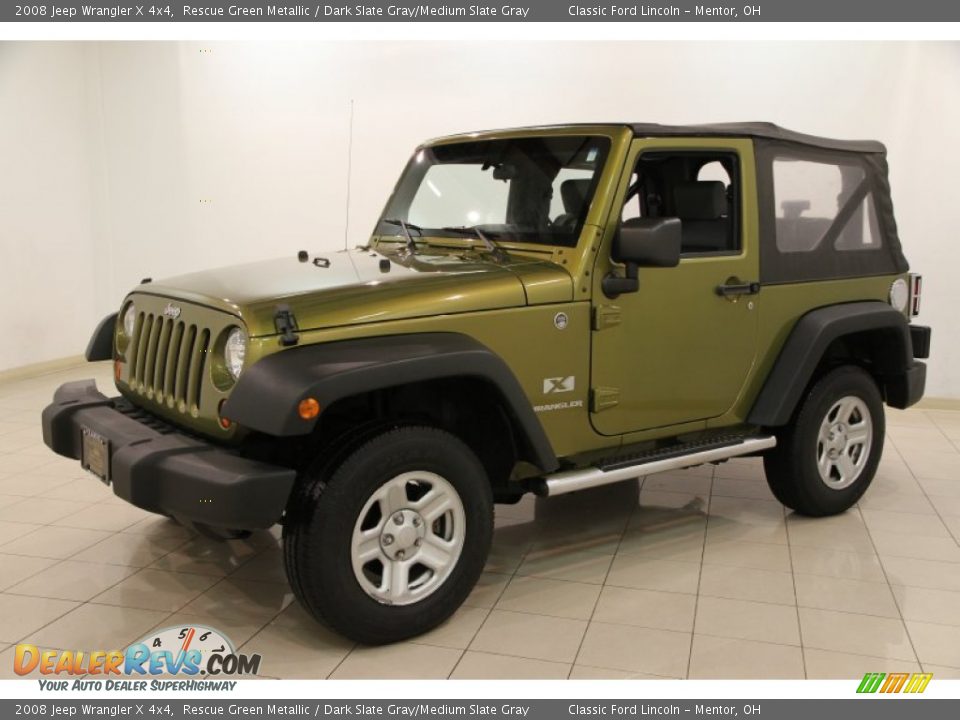 2008 Jeep Wrangler X 4x4 Rescue Green Metallic / Dark Slate Gray/Medium Slate Gray Photo #3