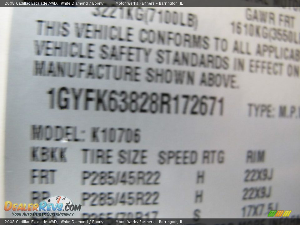 2008 Cadillac Escalade AWD White Diamond / Ebony Photo #33