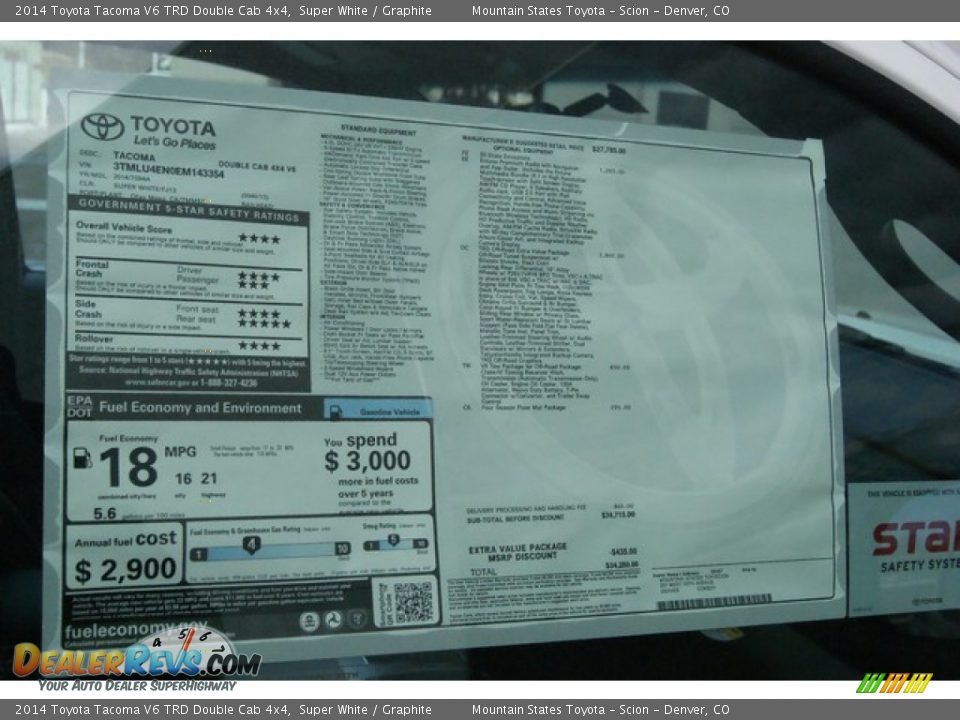 2014 Toyota Tacoma V6 TRD Double Cab 4x4 Super White / Graphite Photo #10
