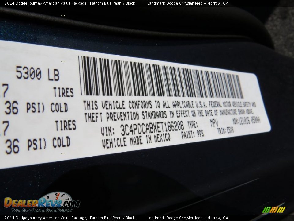2014 Dodge Journey Amercian Value Package Fathom Blue Pearl / Black Photo #10