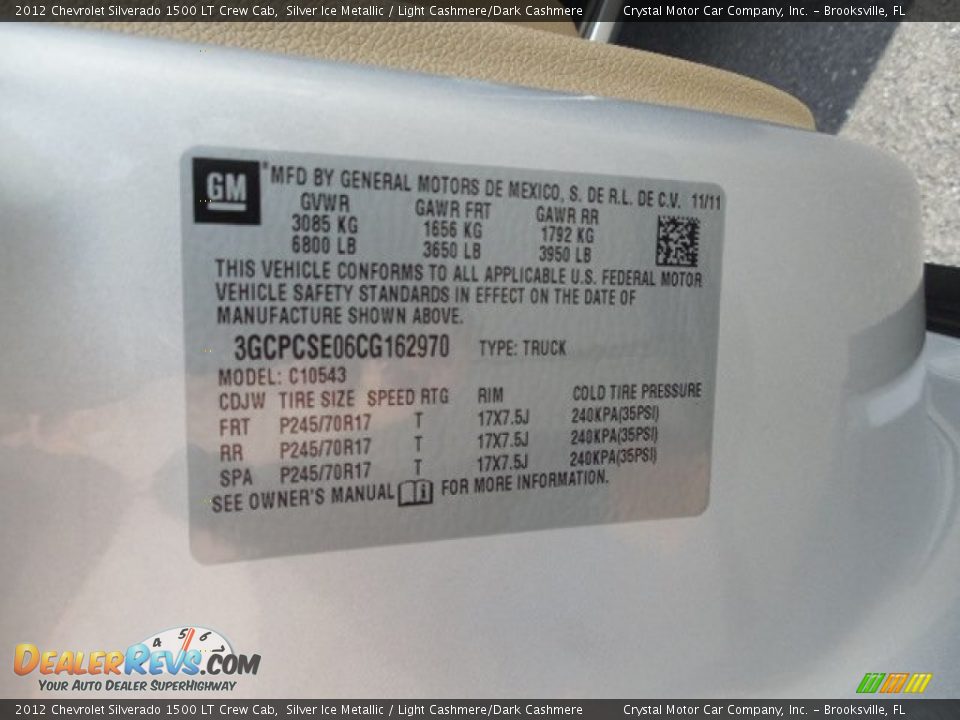 2012 Chevrolet Silverado 1500 LT Crew Cab Silver Ice Metallic / Light Cashmere/Dark Cashmere Photo #22