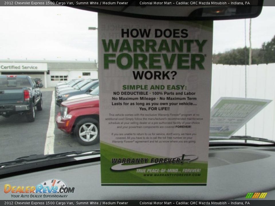 2012 Chevrolet Express 1500 Cargo Van Summit White / Medium Pewter Photo #16