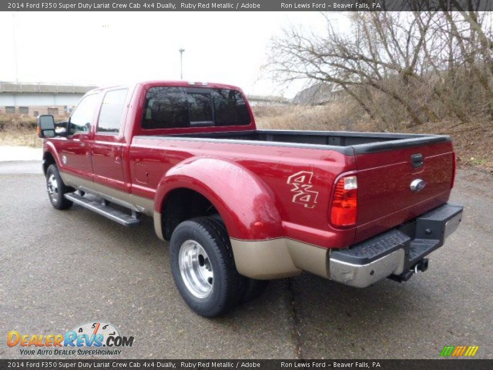 2014 Ford F350 Super Duty Lariat Crew Cab 4x4 Dually Ruby Red Metallic / Adobe Photo #6