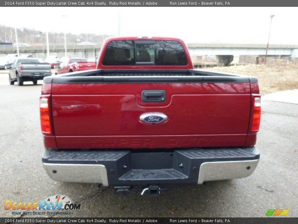 2014 Ford F350 Super Duty Lariat Crew Cab 4x4 Dually Ruby Red Metallic / Adobe Photo #7
