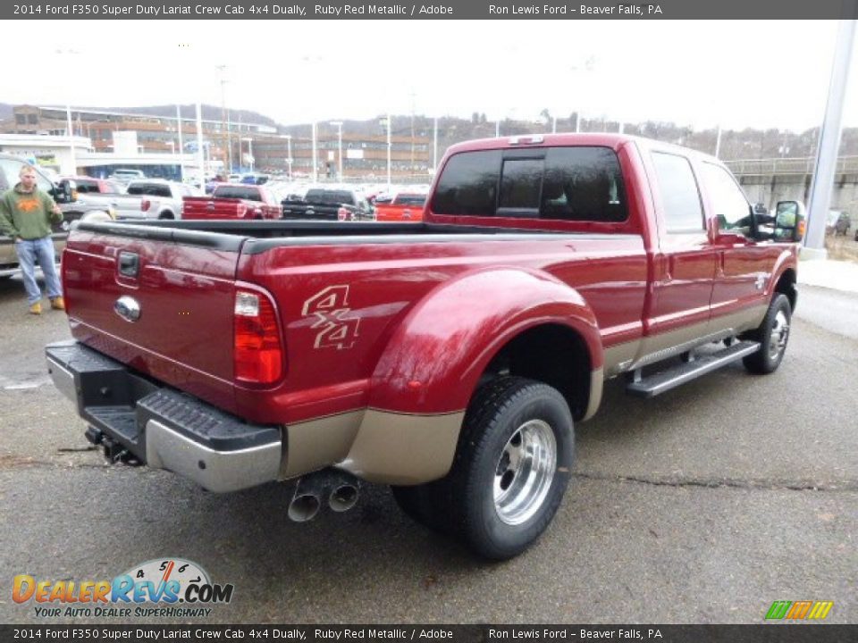 2014 Ford F350 Super Duty Lariat Crew Cab 4x4 Dually Ruby Red Metallic / Adobe Photo #8